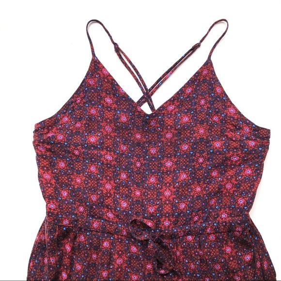 Free People Sunset Jumpsuit Red Floral Strappy Backless Boho - Picture 5 of 16